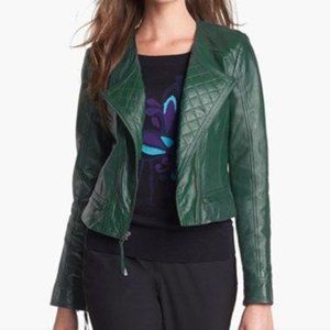 Nordstrom Halogen Quilted Lapel Leather Moto Jacket